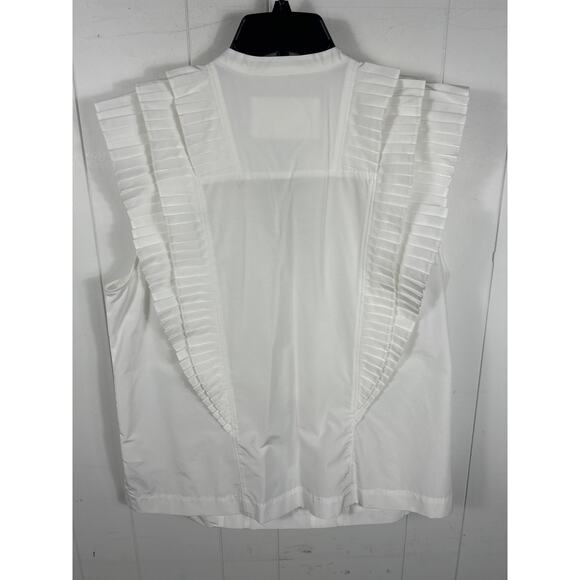Maeve by Anthropologie Sleeveless Ruffled Tuxedo Blouse in White Size XL NWOT - Picture 7 of 9